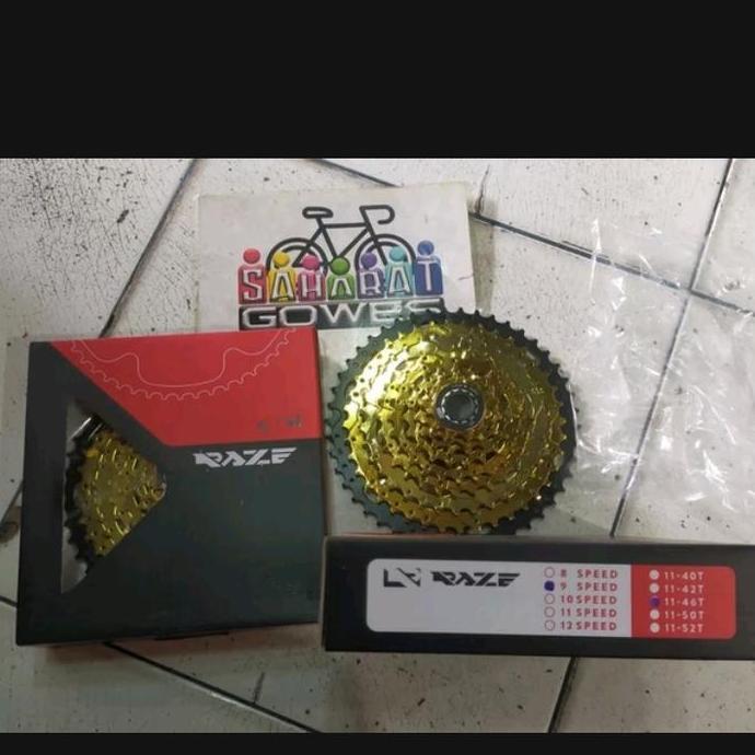sprocket 9 speed raze 11-46T gold - sproket raze gold 9 speed 11-46T