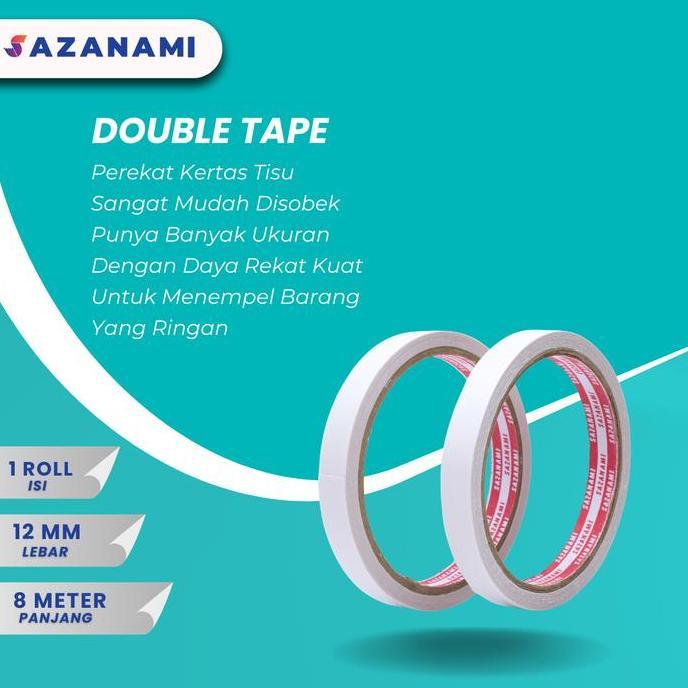 24 PCS Sazanami Double Tape kertas 12mm x 8m Double side tape