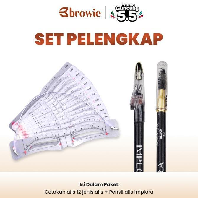 [Set Pelengkap browie] Cetakan Alis Tali 12in1 + Eyebrow Pencil (BPOM) Black Brown alis Pensil Cokla