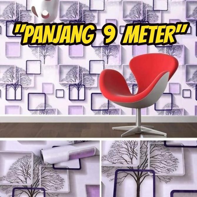 Panjang 9 Meter Wallpaper Dinding Sticker Tembok Ruang Tamu Kamar Mandi Motif Kotak 3D Kertas Pvc