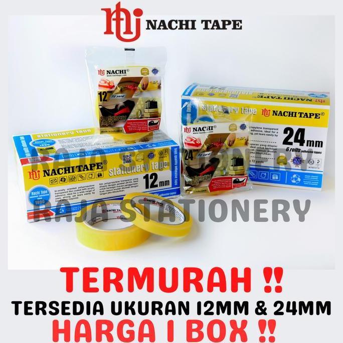 NACHI STATIONERY TAPE 12mm 24mm SELOTIP SOLATIP ISOLASI NACHI DUS [BOX]