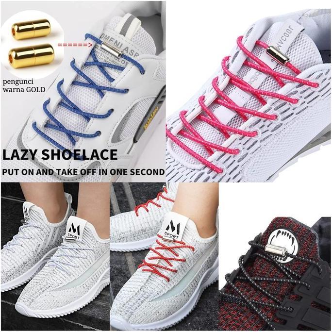 Cip- Terbaru Tali Sepatu Elastis Tanpa Ikat Tali Sepatu Bulat