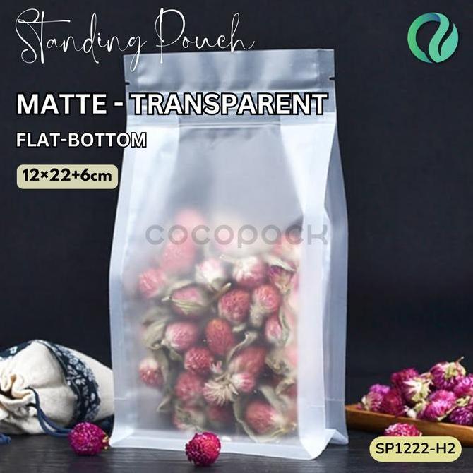 Slag- 50 Pcs Flat Bottom Standing Pouch Matte Transparent