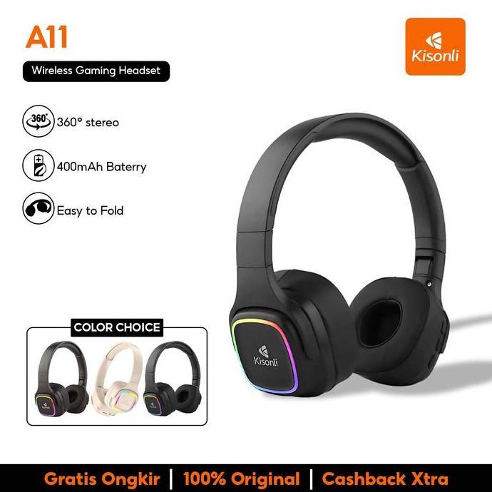 Kisonli A11 Wireless Headset Bluetooth 5.3 In-Ear Stereo RGB