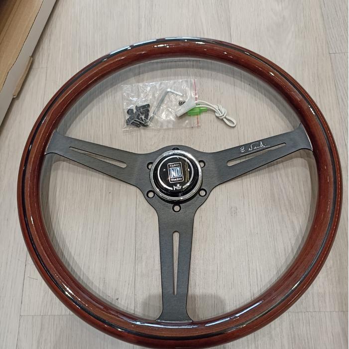Steer Nardi Classic Wood Black Spoke Kayu Stir Racing Steering Wheel Original Dan Terpercaya