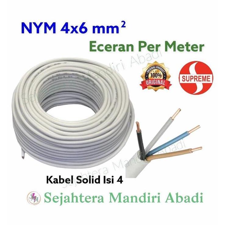 Ready Kabel NYM 4x6 Supreme Per Meter Eceran Kawat Solid Isi 4 Putih