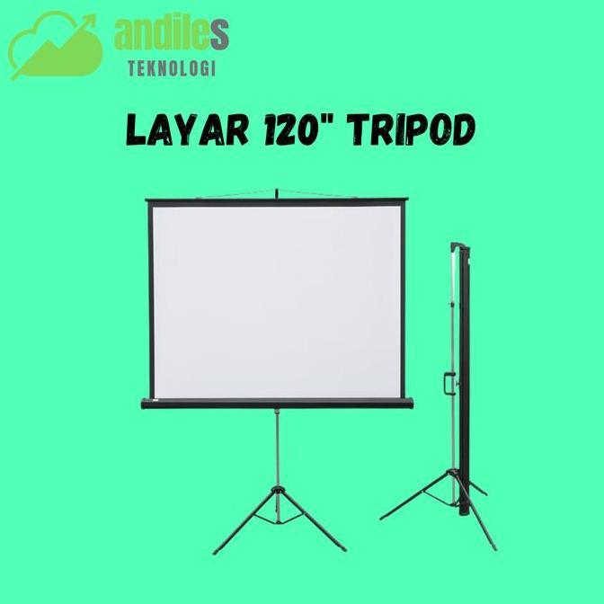Layar 120" Tripod Screen Projector/ Layar Proyektor Utk Benq Infocus
