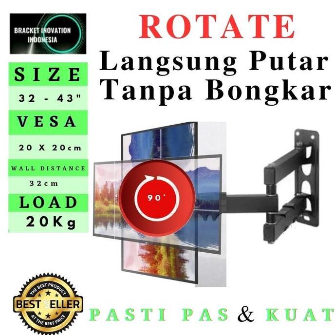 bracket Rotate led lcd uhd tv 90 derajat putar langsung 10 - 43 inch
