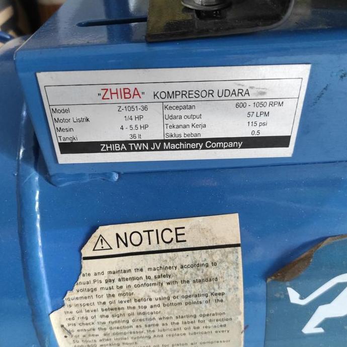 Zhiba Kompresor angin belt Dinamo 1/2HP Wipro 1/2 HP tabung 36 liter compressor tangki 36L