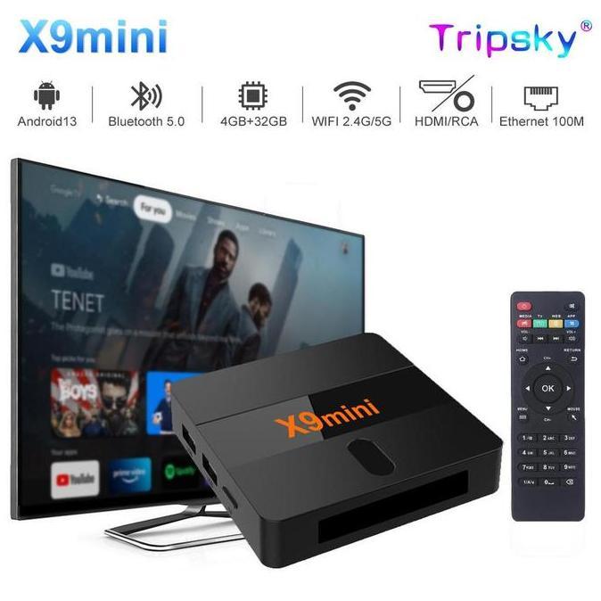 Tripsky X9 Mini Android TV Box Set Box Tv Digital 2025 RAM 4GB+32GB WiFi Bluetooth 4K