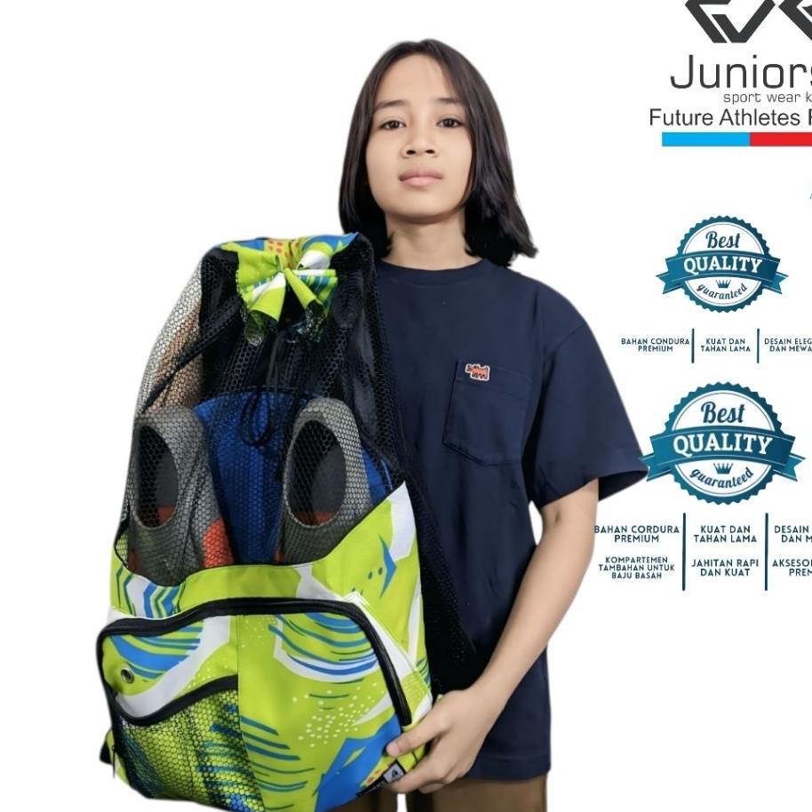 Tas Renang Sport Jaring Motif Abstract Crack Green /Tas Gendong Atlan