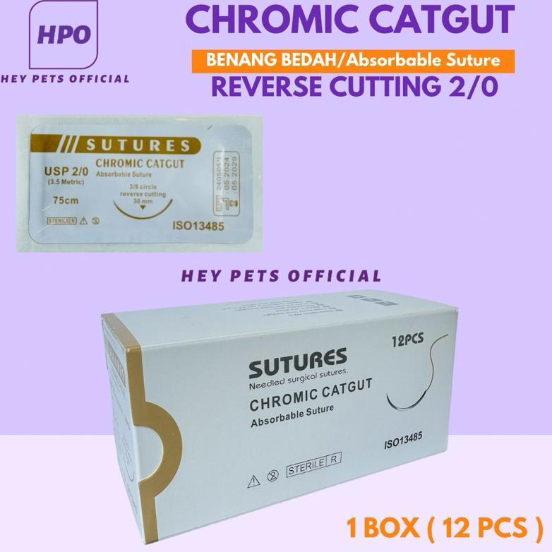 Catgut Chromic Surgical Suture / Benang Jahit Medis (khitan sunat) (dental) CATGUT CHROMIC (Reverse 