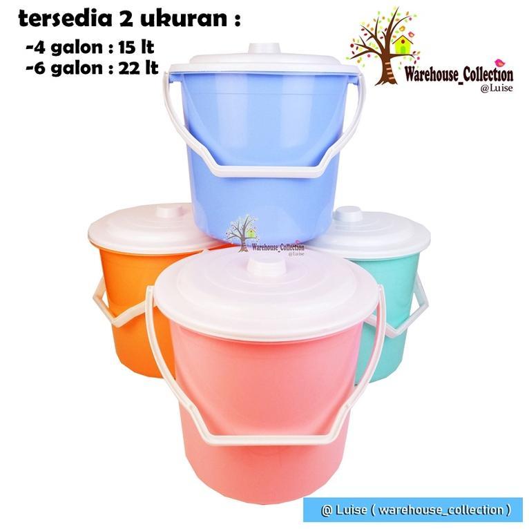 Ember Pastel 4 Galon (15 Liter)/ 6 Galon(22 Liter)/Ember Tutup Warna Warni /Ember Tebal Pastel Seri