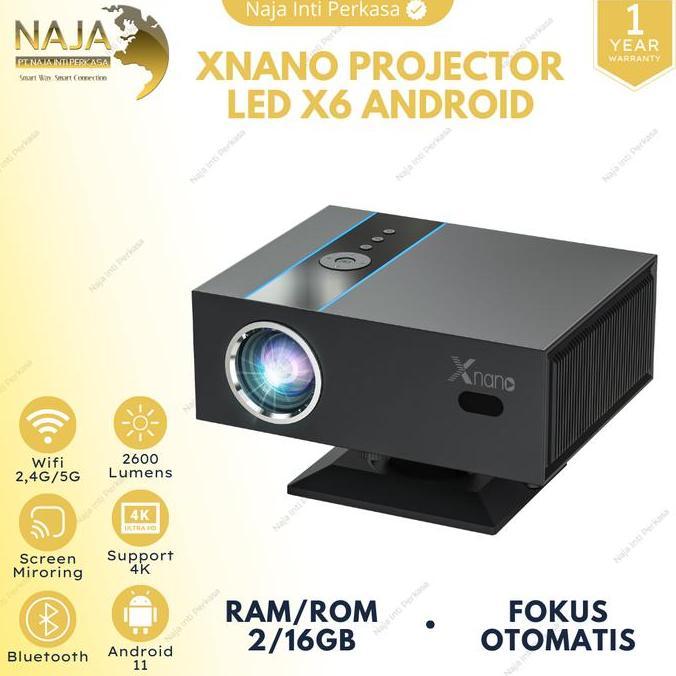 Smart Proyektor Mini Xnano X6 Android Wifi 2600 Lumens 360 Rotating | Proyektor Mini Android | Proye