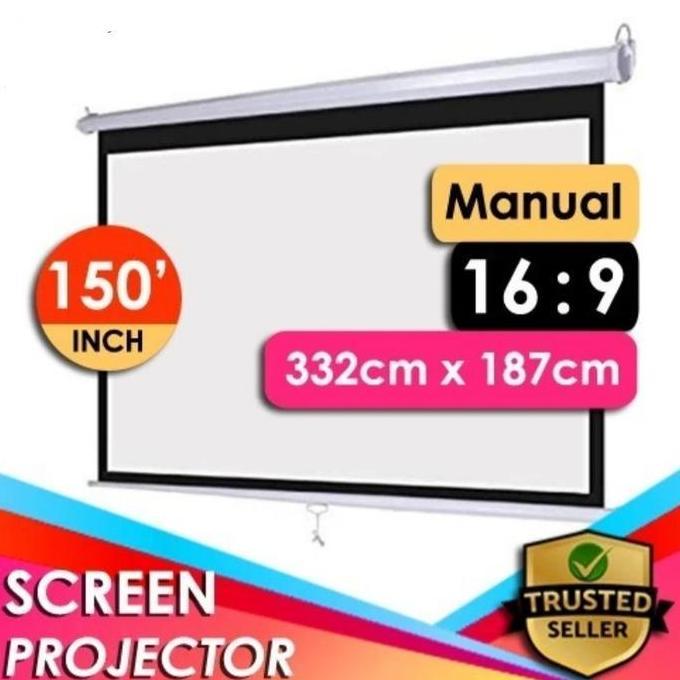 Screen Projector 150" Manual 16:9 / Layar Proyektor 150" 16:9 Gantung