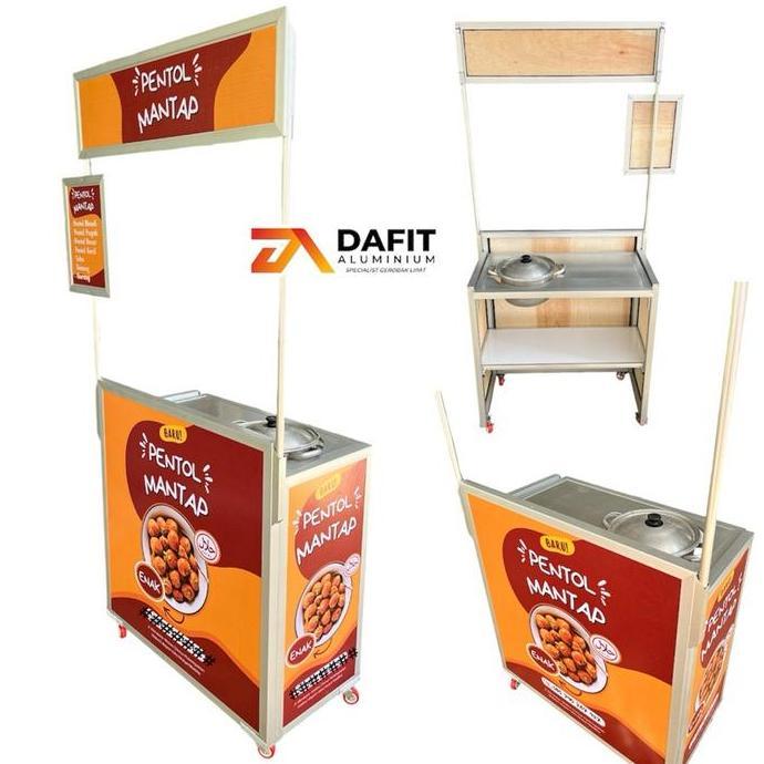Terlaris Terbaru Gerobak Pentol Bakso / Booth Portable / Gerobak Lipat / Free Dsain Gambar