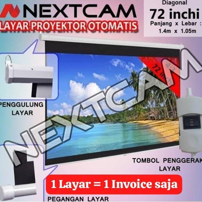 Layar Proyektor Motorized 72" Inchi Layar Projector Otomatis