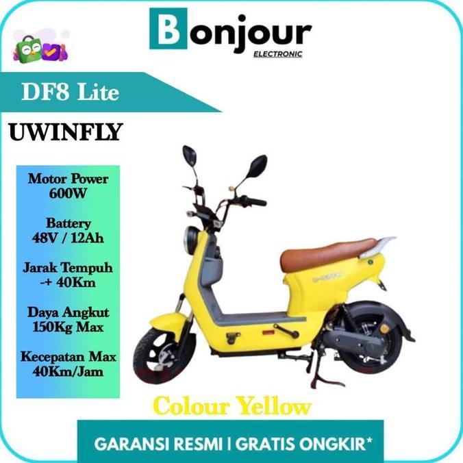 Sepeda Listrik Uwinfly DF8 Dragonfly 8 Baterai 48V/12Ah - Yellow [ORI]