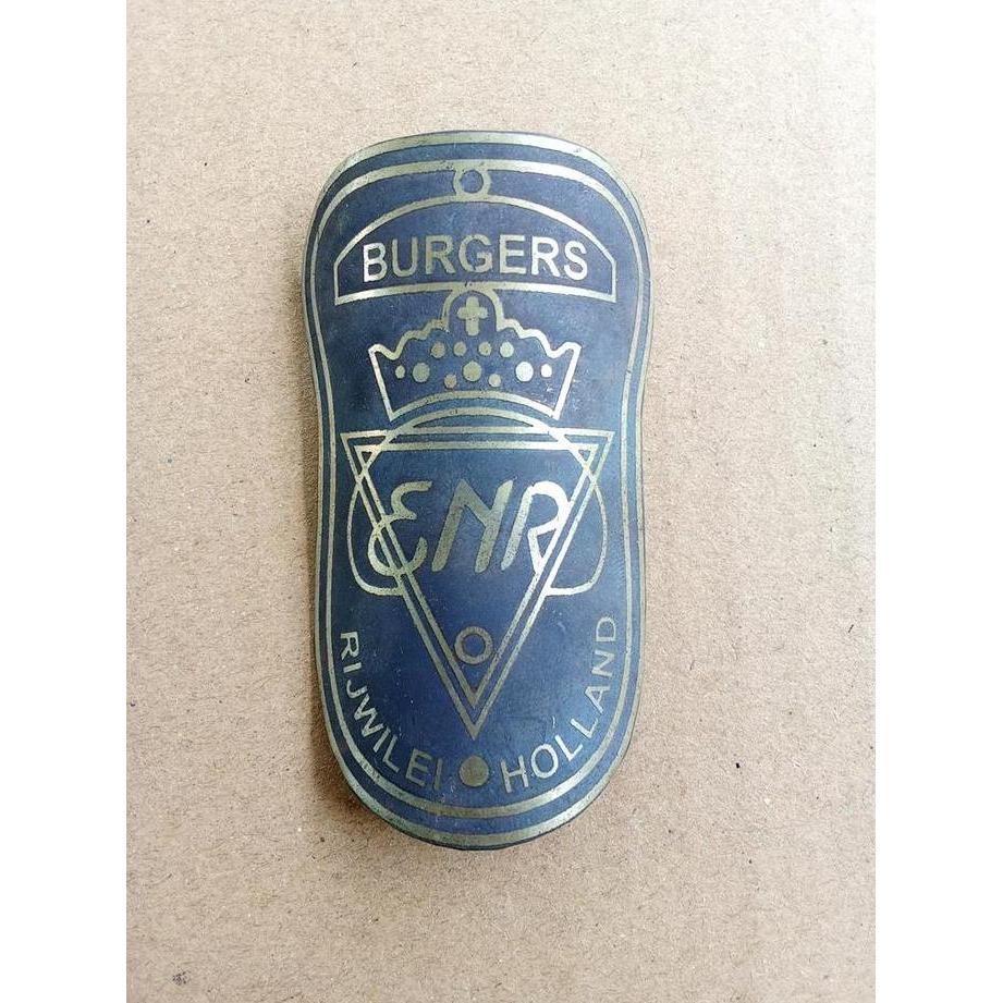 Emblem Sepeda Onthel Plat Merk Burgers Kuningan Hitam