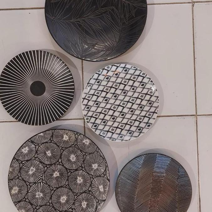 Set/ Paketan Piring Keramik Hiasan Pajangan Dinding lldecor Monokrom