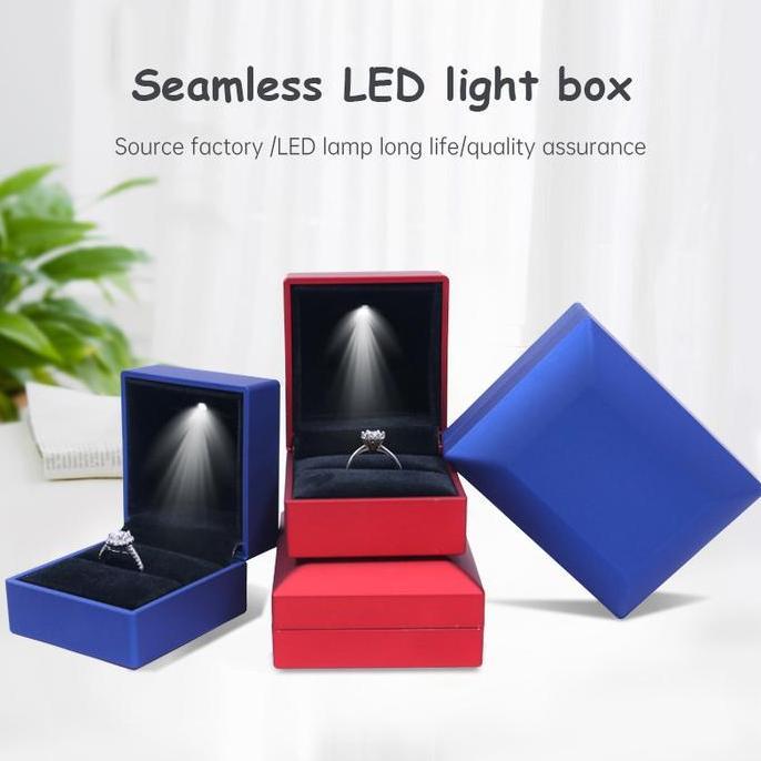 Kotak Cincin Lampu LED Kotak Penyimpanan Cincin Indah Kotak Kemasan Cincin Mode
