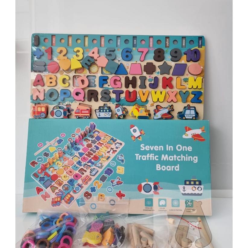 Mainan Edukasi Puzzle Kayu Anak 7 In 1 / Montessori 7 In 1 Puzzle
