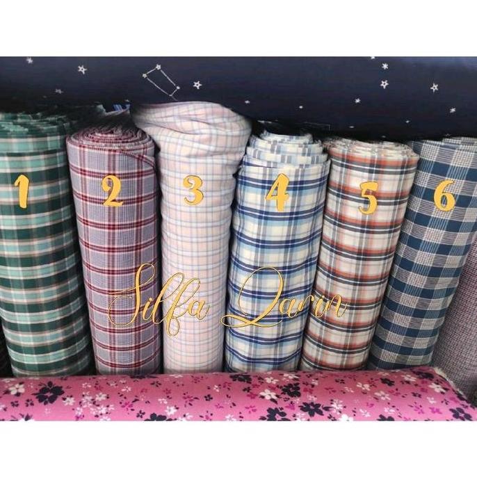 Kain Kemeja Kotak Katun Italian Premium / Bahan Katun Kotak
