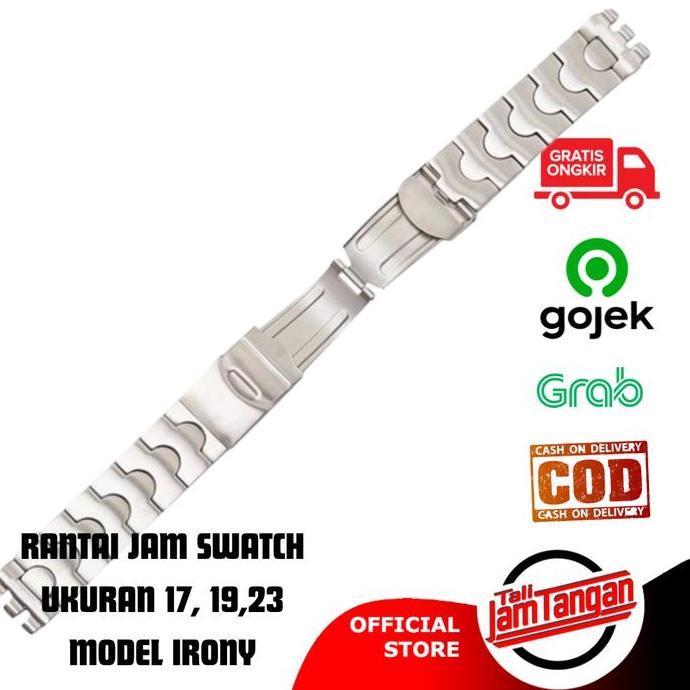 Tali Jam Tangan Rantai Untuk Swatch Irony Bracelet Solid Stainless Ukuran 17mm 19mm 23mm