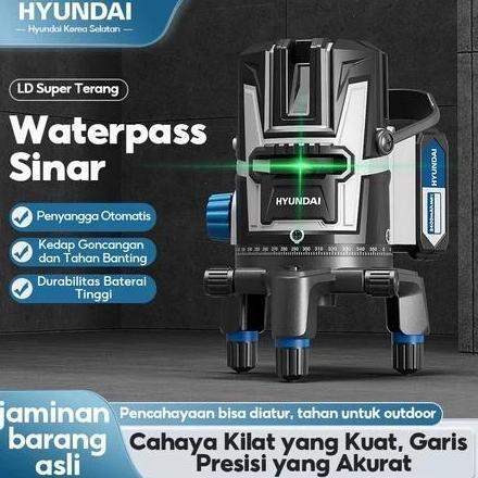 HYUNDAI Laser Level Baterai Waterpass 2/3/5 Line Tingkat Self leveling 360 Laser