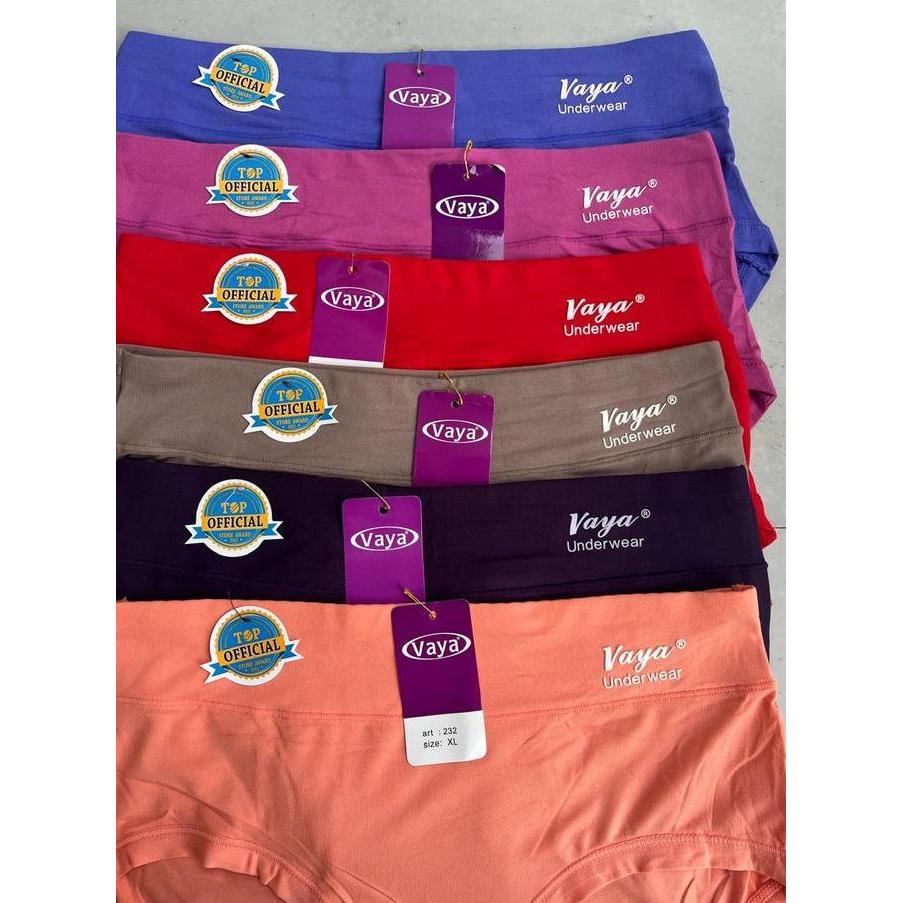 12 PC-6PC CD WANITA BAHAN KATUN SPANDEK MEREK VAYA SIZE L-XL-XXL-XXXL Nyaman Lembut Dewasa Cewek Box