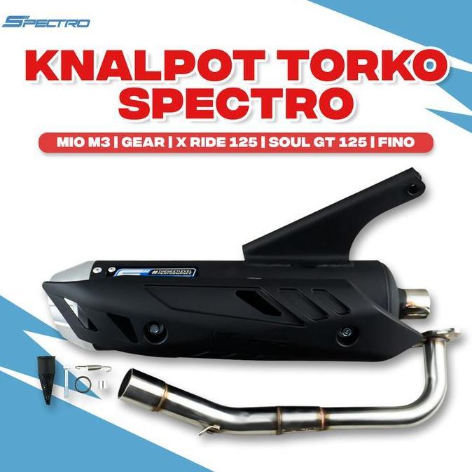 Spectro Knalpot Torko Mio M3 Soul GT Fino Xride 125 Kenalpot Standar Racing Full Package Stainless