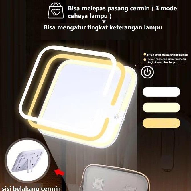 Trucco- Tas Kosmetik Cermin Led Tas Makeup Led Tas Make Up Cermin Lampu