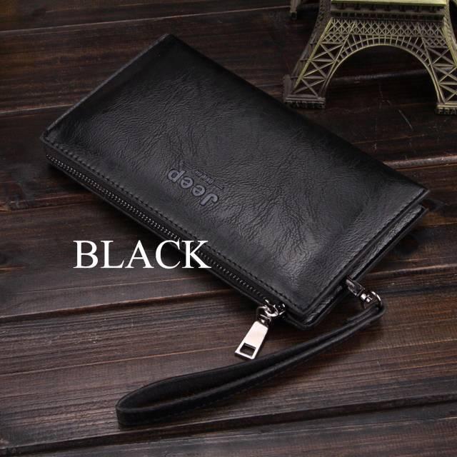 Dompet Panjang Pria Jeep Buluo - Clutch Kulit Premium Dengan Resleting & Wristlet | Import Original 