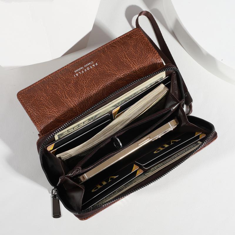Holo Dompet Pria Panjang Dompet Hp Dan Uang Kulit Gaya Retro Kapasitas Tinggi Dompet Lipat