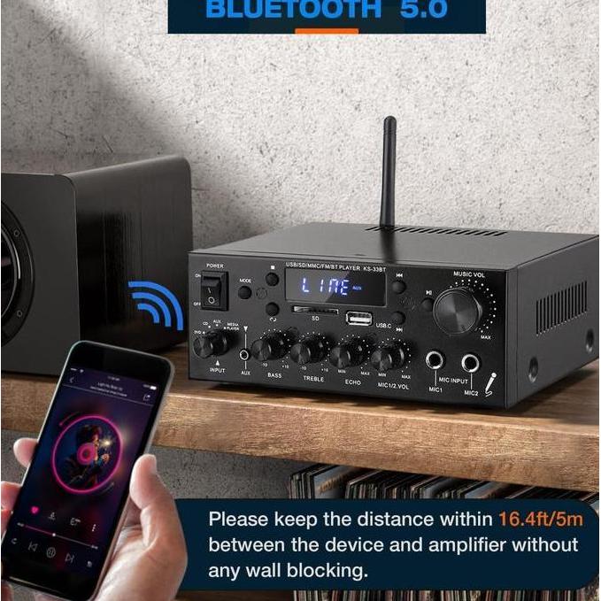 Msu- (Model Terbaru 23)Bluetooth Eq Audioamplifier Kerndy Ks-33Bt New23