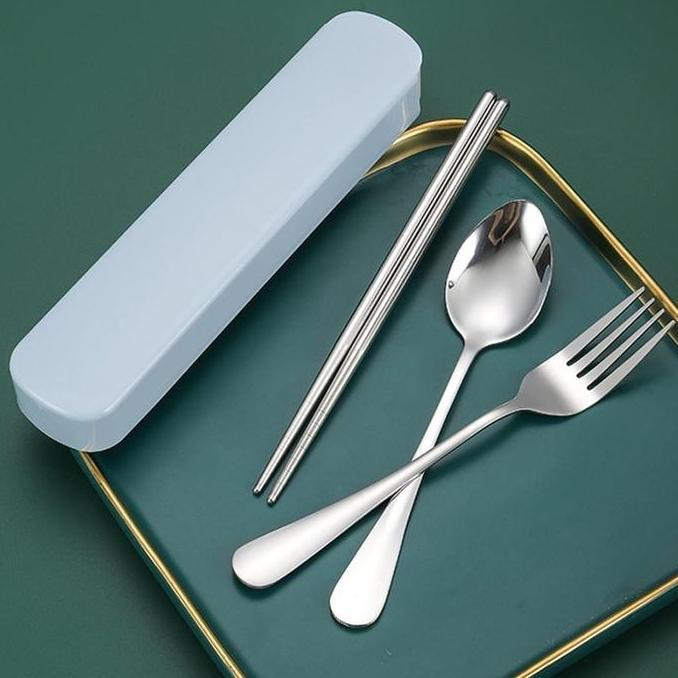 ZAVAGO Paket Sendok Set 3pcs Garpu Sumpit Makan Cutlery Travel Camping Stainless