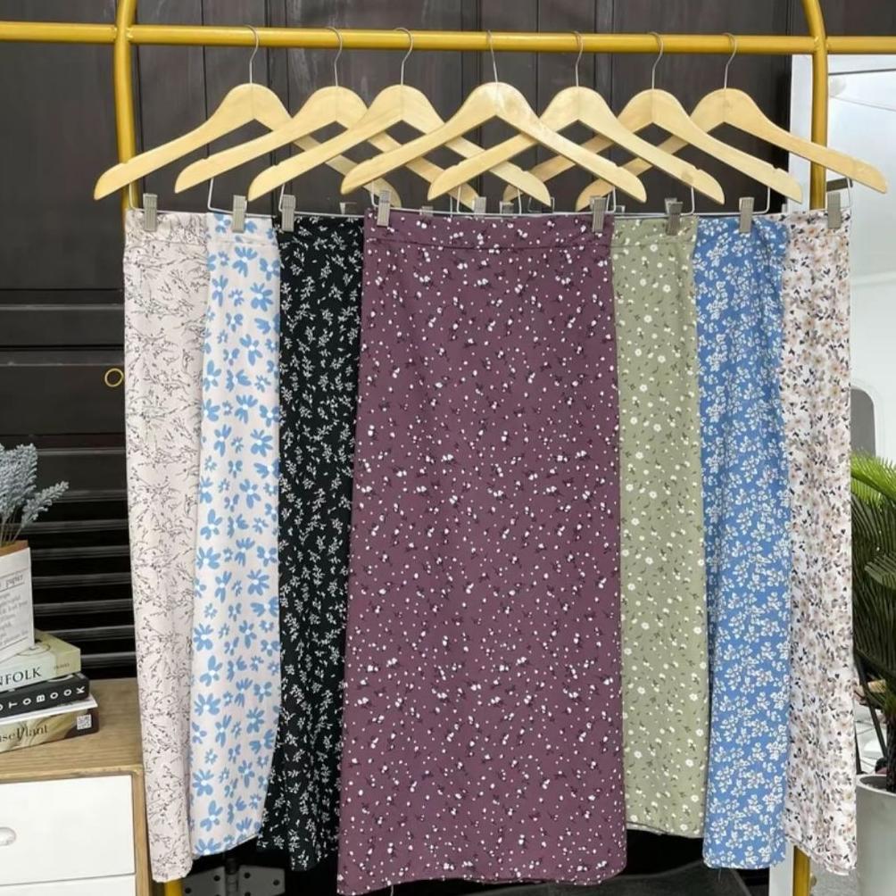 bestpromo rok motif bunga / skirt panjang / floral skirt vintage korean style / korean skirt / rok p