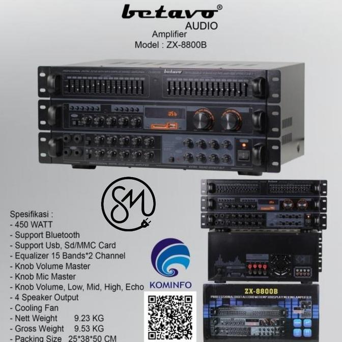 Amplifier Betavo ZX-8800 B Bluetooth Ampli Karaoke ZX8800B