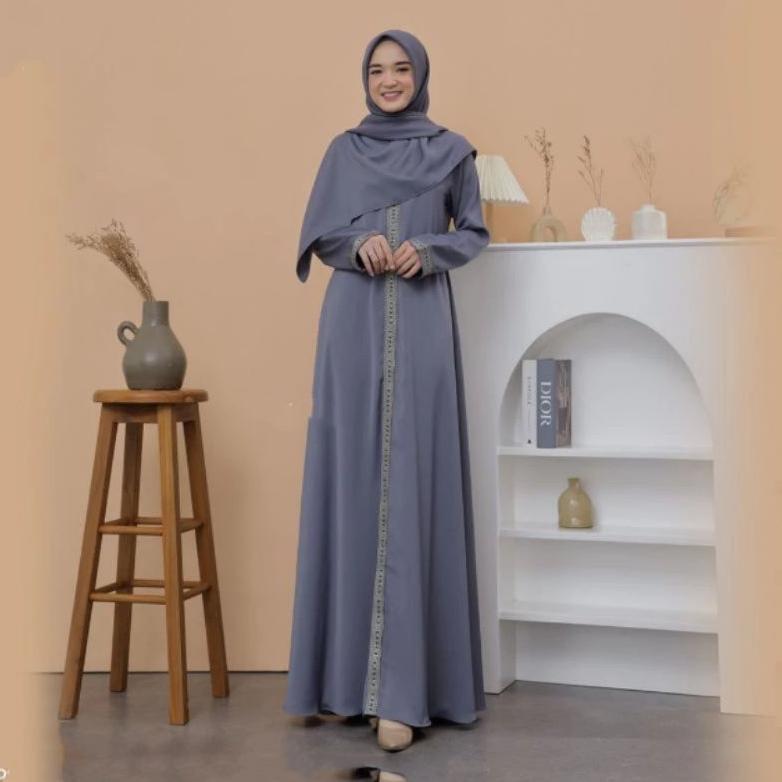 BEST PROMO ABAYA MAXI DRESS PREMIUM/GAMIS ABAYA ARABIAN RENDA GARIS SATU TERBARU/GAMIS MEWAH FUL REN