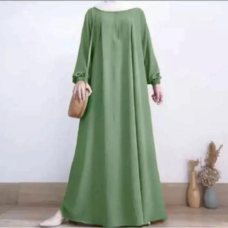 CUCI GUDANG Gamis crinkle Airflow Premium Terbaru Polos