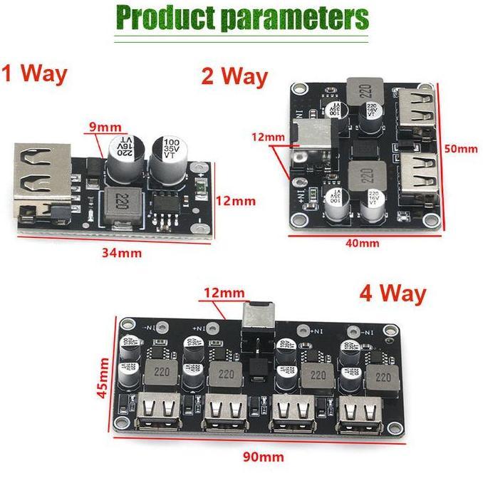 LEZA Step Down Converter USB QC30 QC20 Fast Charge DC DC 6V Sampai 32V Ke 5V 9V 12V Output Stabil 34
