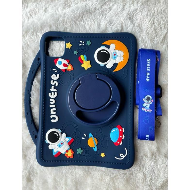 ITEL PAD 1 10.1 INCH CASE SILIKON LUCU MOTIF ASTRONOUT FREE BONUS TALI & PEN STYLUS STANDING CASE
