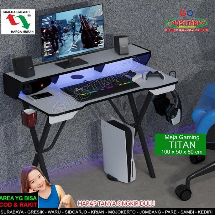 Terlaris Meja Gaming / Meja Kerja / Meja Belajar Kaki Besi