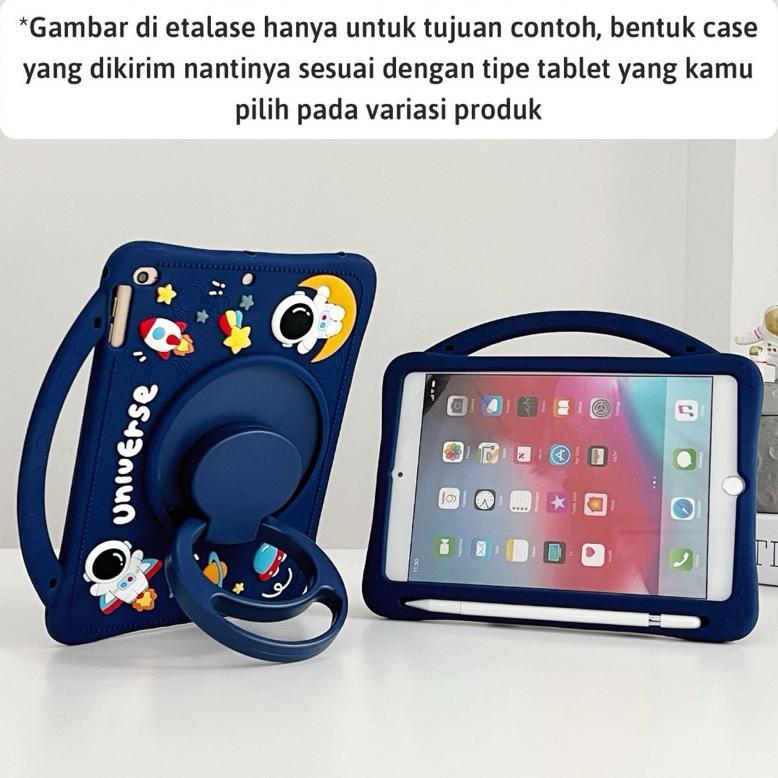 SAMSUNG GALAXY TAB A 8 INCH S PEN 2019 P205 CASE LUCU ANAK MOTIF ASTRONOUT BONUS TALI & PEN STYLUS