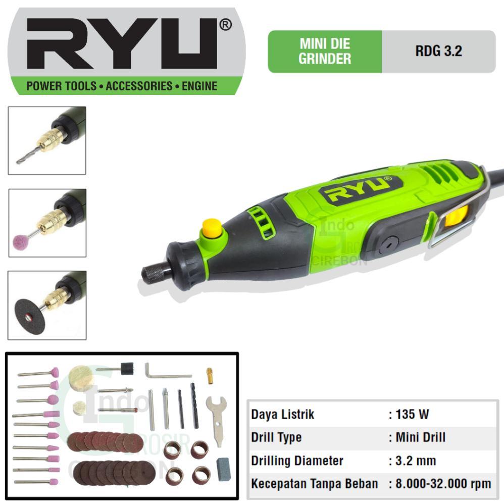 RYU Die Grinder RDG 3.2 Mini Die Grinder Mesin Gerinda  Bor Tuner Porting Set Bor Tuner Turner Listr