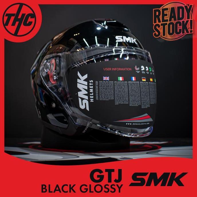 HELM SMK GTJ BLACK GLOSSY HALF FACE HELMET SMK terlaris