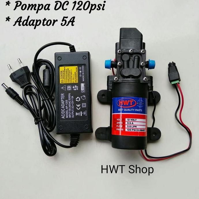 Promo Dinamo Pompa Air Pompa Air Dc 12V Paket Adaptor Dinamo Pompa