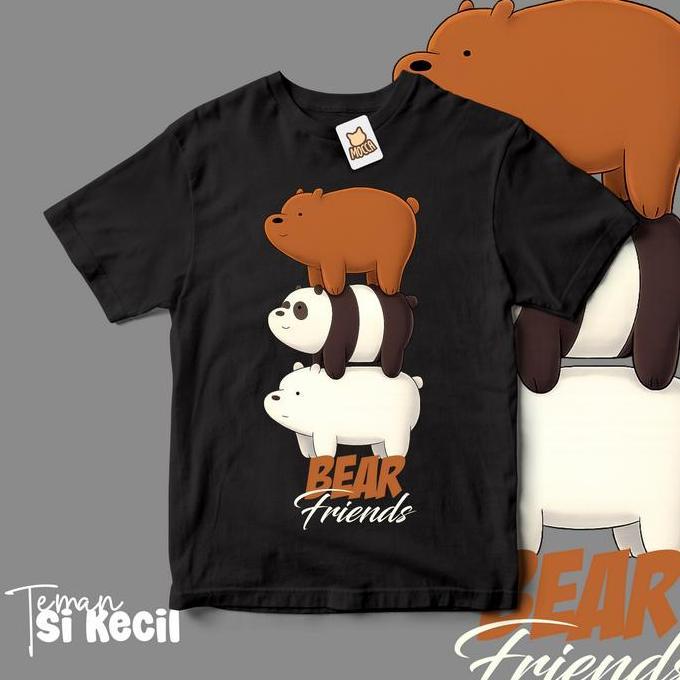 DS314 - MOCCA Kaos Anak Bear Friends Kaos Perempuan Cotton Combed Usia 2-13 Tahun Katun