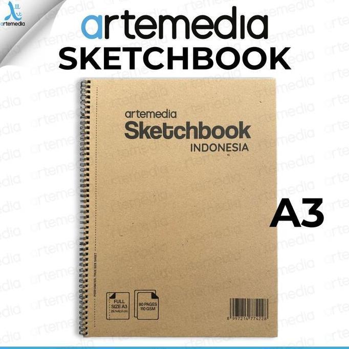 Artemedia Sketchbook Spiral A3 Buku Sketsa Pensil, Pensil Charcoal, Drawing Pen