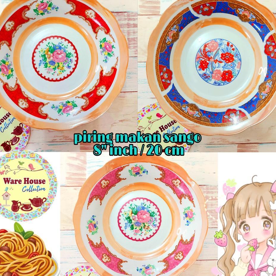 PIRING CANTIK / PIRING MAKAN SANGO 8"inch KERAMIK MOTIF ROSE